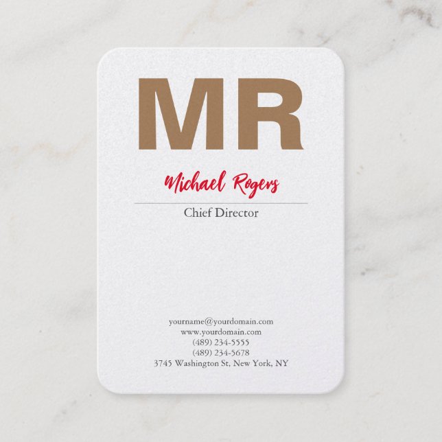 Large Modern Monogram Professional Premium Pearl Business Card (Front)