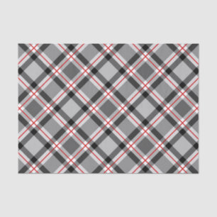 Large Modern Plaid, Black, White, Gray and Red Tissue Paper