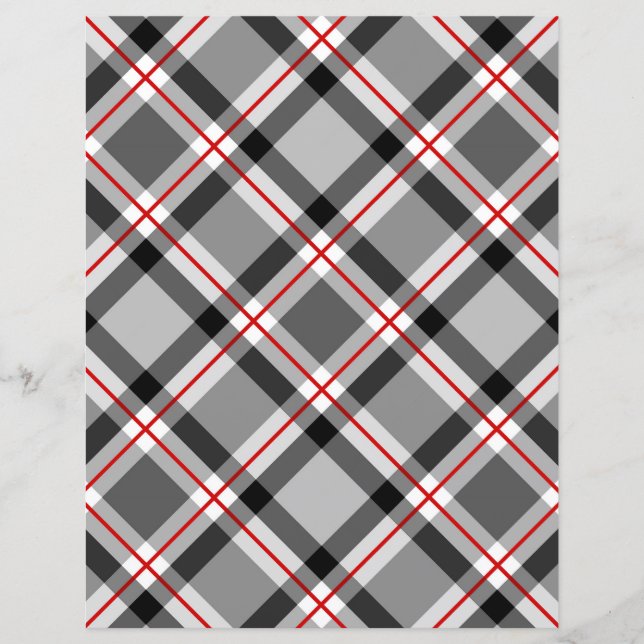 Large Modern Plaid, Black, White, Grey and Red (Front)