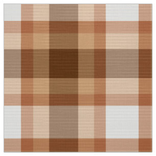 Large Modern Plaid, Brown, Beige, Copper, and Tan Fabric