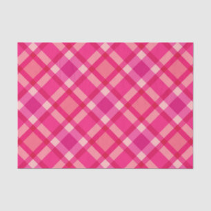 Large Modern Plaid, Fuchsia Pink & Coral Red Tissue Paper