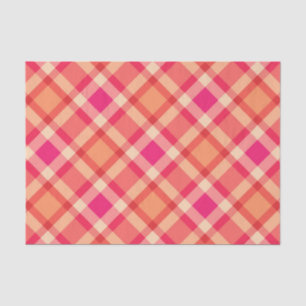 Large Modern Plaid, Orange, Coral and Fuchsia Pink Tissue Paper