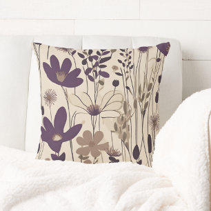 Large Modern Purple Eggplant Flower Cushion