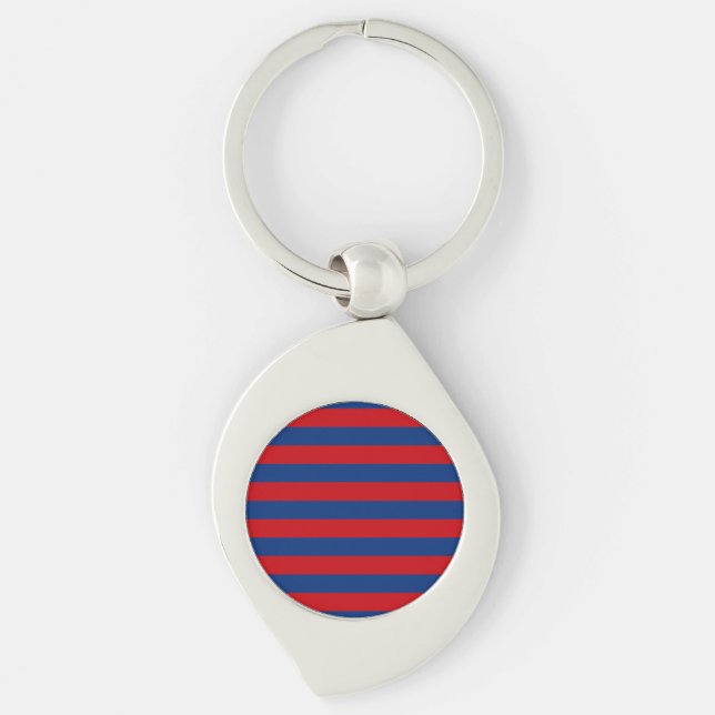 Large Modern Vibrant Horizontal Stripes Decor Key Ring (Front)