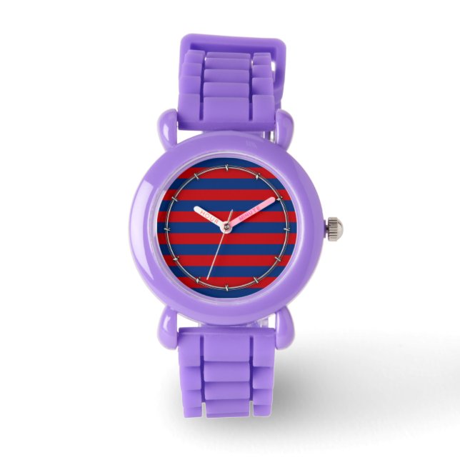 Large Modern Vibrant Horizontal Stripes Decor Watch (Front)