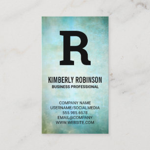 Large Monogram   Green Blue Vintage Texture Business Card