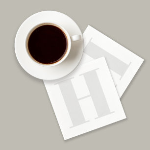 Large Monogram Initial Neutral Light Grey Napkin