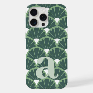 Large Monogram Letter Green Vintage Pattern iPhone 15 Pro Max Case