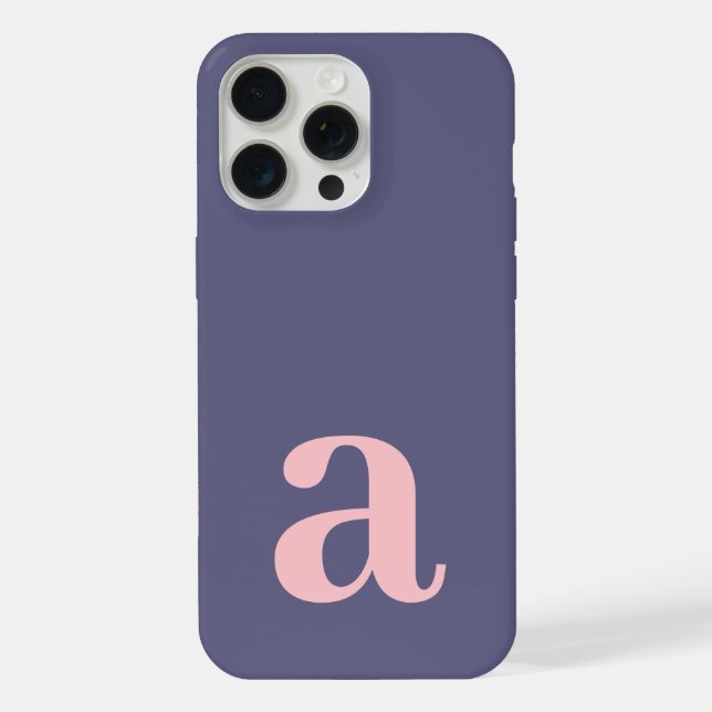 Large Monogram Letter Heather Blue/Pink Minimalist iPhone Case (Back)