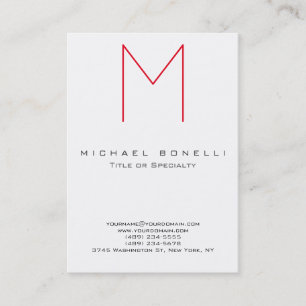 Large Monogram Red Calligraphy Business Card