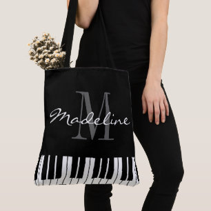 Large monogram shoulder tote bag with piano keys 