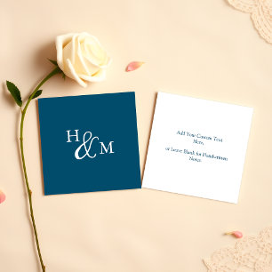 Large Monogram Simple Navy blue Note Card