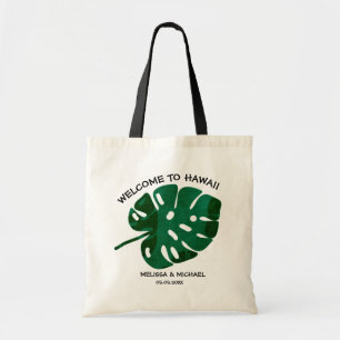 Large Monstera Leaf Destination Wedding Welcome Tote Bag