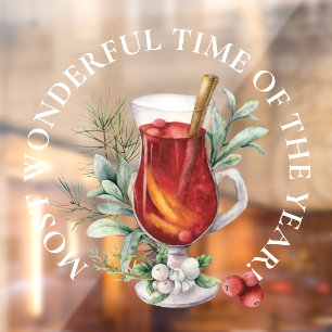 LARGE - Most Wonderful Time, Christmas Drink Window Cling