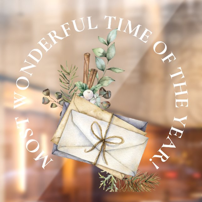 LARGE-Most Wonderful Time,  Christmas Mail Window Cling (Sheet 2)