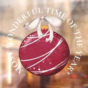 LARGE - Most Wonderful Time, Christmas Ornament Window Cling