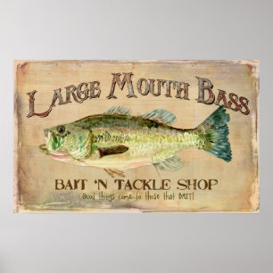 Large Mouth Bass Bait n Tackle Lake Decor
