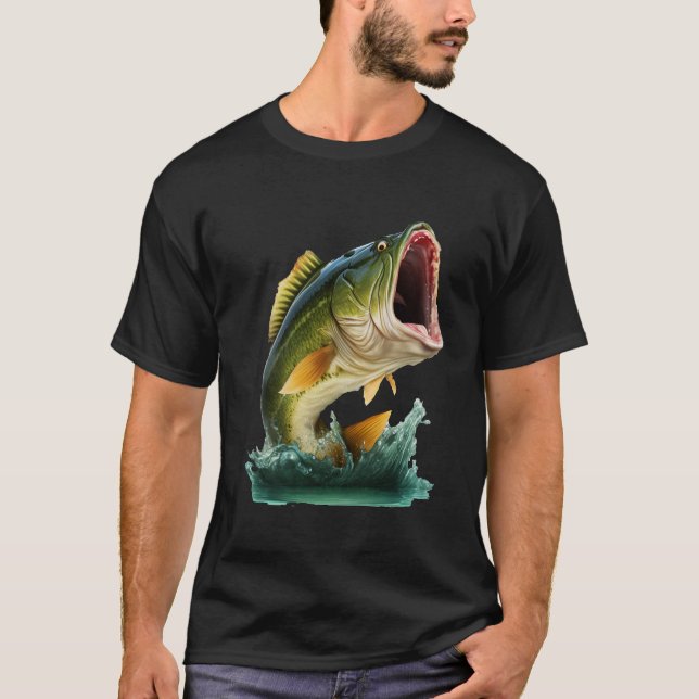 Large Mouth Bass explodes from the water  T-Shirt (Front)