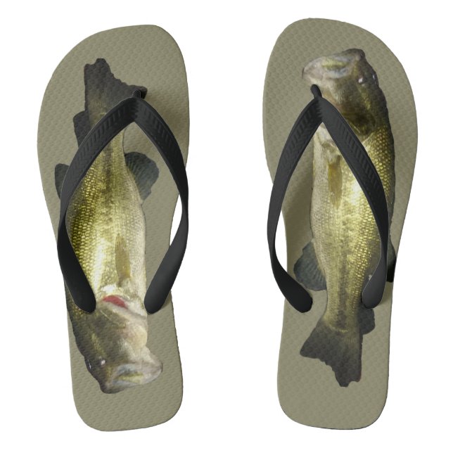 Large Mouth Bass Fish Modern Stylish Flip Flops (Footbed)