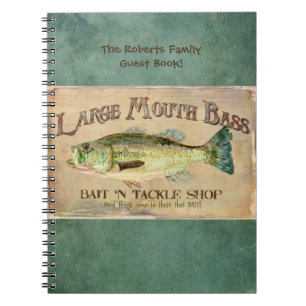 Large Mouth Bass Fishing Lake Cabin Decor Blue Notebook