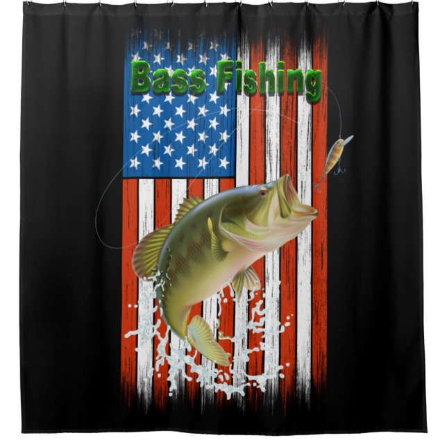 Large Mouth Bass Fishing USA Shower Curtain (Front)
