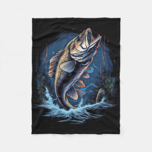 Large Mouth Byss Fishing Fish Small Fisherman Fleece Blanket