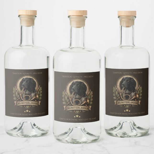  Large Munsterlander (logo)  Liquor Bottle Label (Bottles)