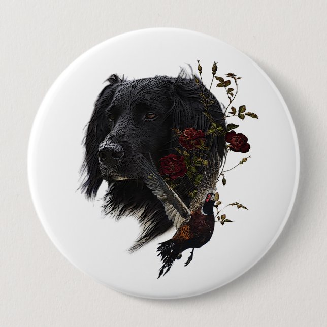 Large Munsterlander with pheasant    10 Cm Round Badge (Front)