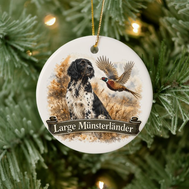 Large Münsterländer with  Pheasant Ceramic Tree Decoration (Tree)