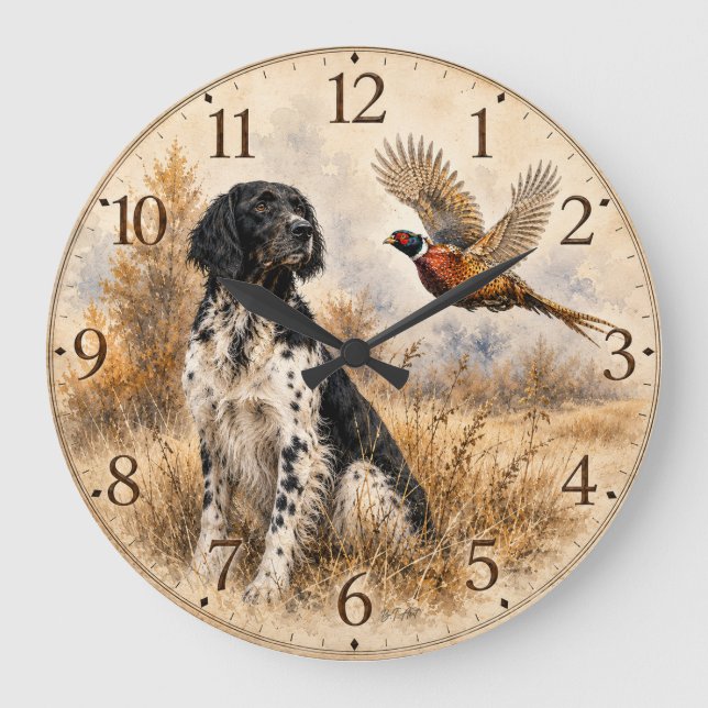 Large Münsterländer with  Pheasant Clock (Front)