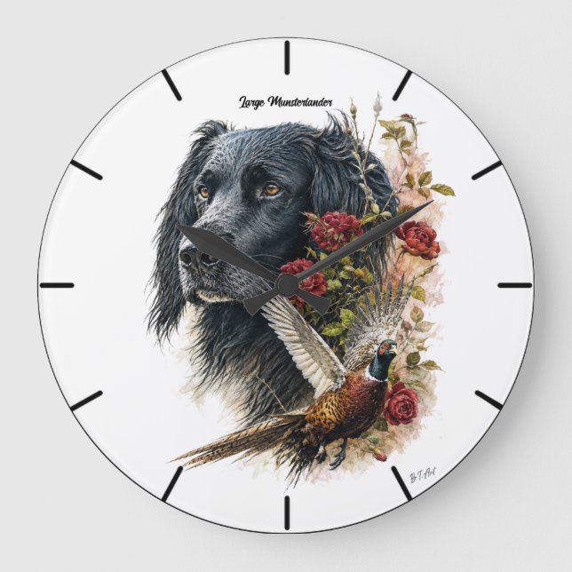 Large Munsterlander with pheasant   Clock (Front)