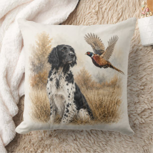 Large Münsterländer with Pheasant Cushion