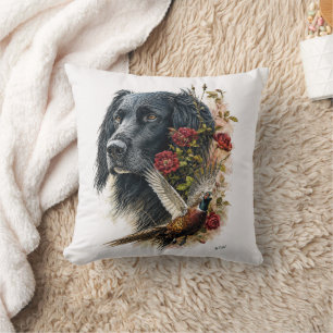 Large Munsterlander with pheasant Cushion