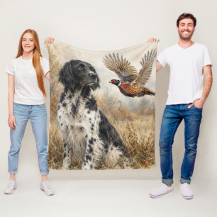 Large Münsterländer with Pheasant Fleece Blanket