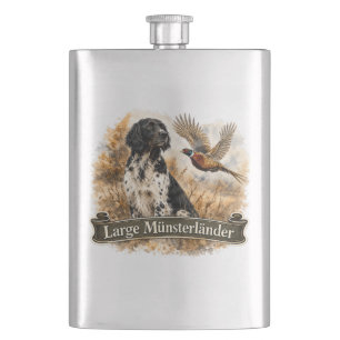 Large Münsterländer with Pheasant Hip Flask