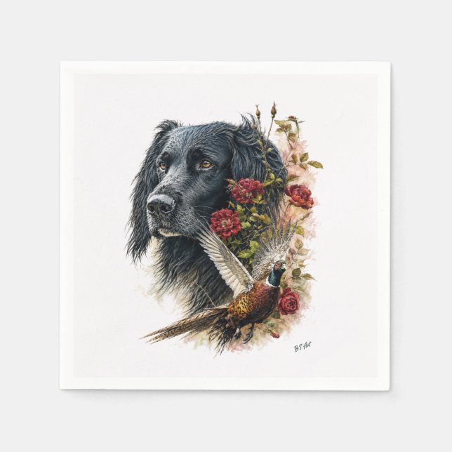 Large Munsterlander with pheasant   Napkin (Front)