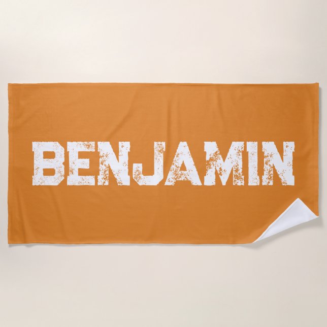 Large Name in White on Rich Mocha Deep Brown  Beac Beach Towel (Front)