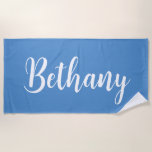 Large Name in White on Soft Blue Beach Towel<br><div class="desc">Add a Name   -  Large Name in White on Softr Blue Beach Towel</div>