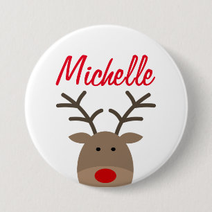 Large name reindeer buttons for Christmas party