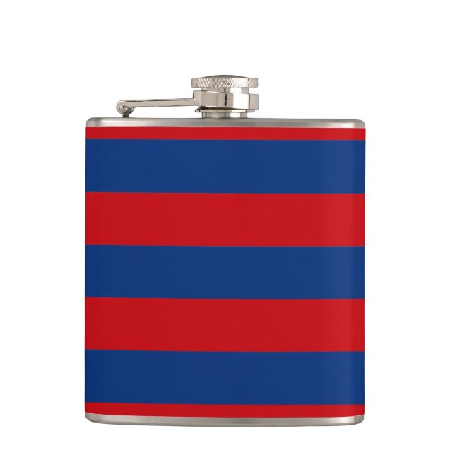 Large Nautical Theme Horizontal Stripes Hip Flask (Front)