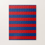 Large Nautical Theme Horizontal Stripes Jigsaw Puzzle<br><div class="desc">A modern red and blue stripes print background for a fine custom gift.  
 


 
Use the "Ask this Designer" link to contact us with your special design requests or for some assistance with any of your customisation needs.</div>