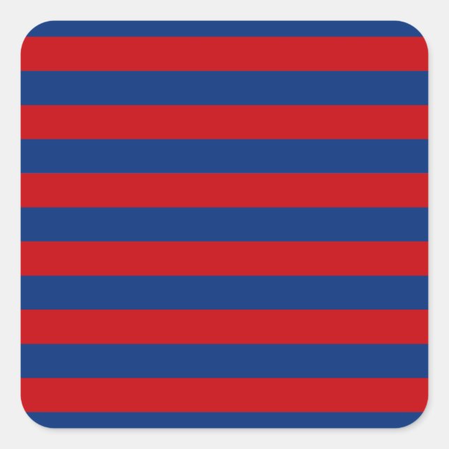 Large Nautical Theme Horizontal Stripes Square Sticker (Front)