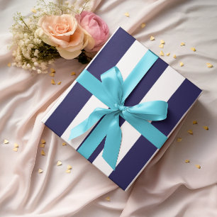 Large Navy and White Vertical Stripes Wrapping Paper