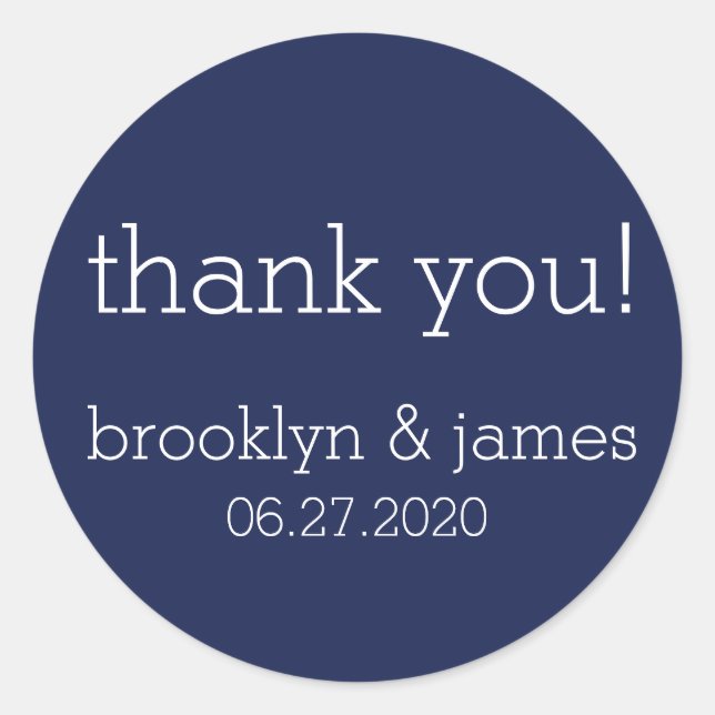 Large Navy Blue Modern Wedding Stickers (Front)