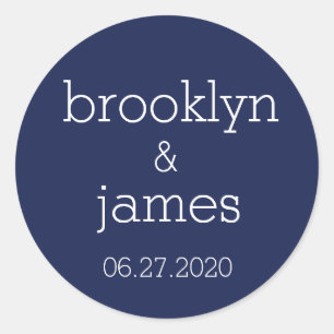 Large Navy Blue Modern Wedding Stickers