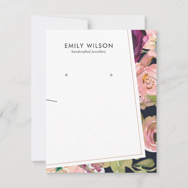 LARGE NAVY BLUSH FLORAL STUD NECKLACE DISPLAY CARD (Front)