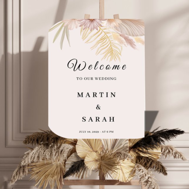 Large Neutral Boho Botanical Wedding Welcome Sign (Creator Uploaded)