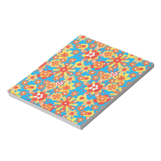 Large Notepad or Jotter, Ditzy Orange Flowers (Rotated)