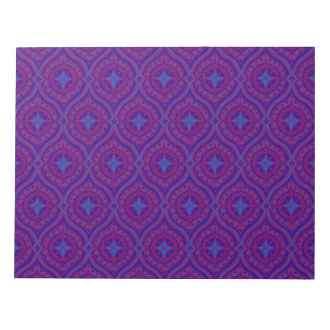 Large Notepad or Jotter, Purple and Blue Ogees (Front)