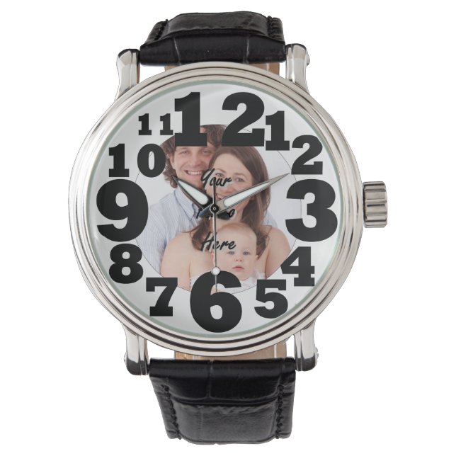 Large numbered personalised photo watch (Front)